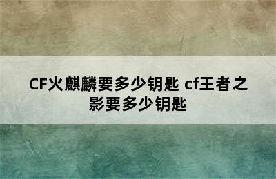 CF火麒麟要多少钥匙 cf王者之影要多少钥匙